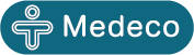 Sinisel taustal valge Medeco logo
