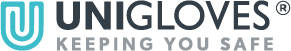 Musta ja sinisega Unigloves logo